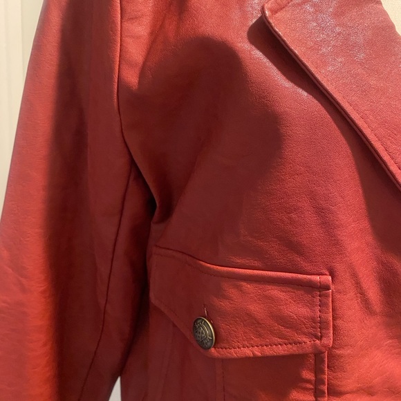 Women’s Red Faux Leather Jacket New size medium by Mystree M-L NEW - Picture 7 of 15